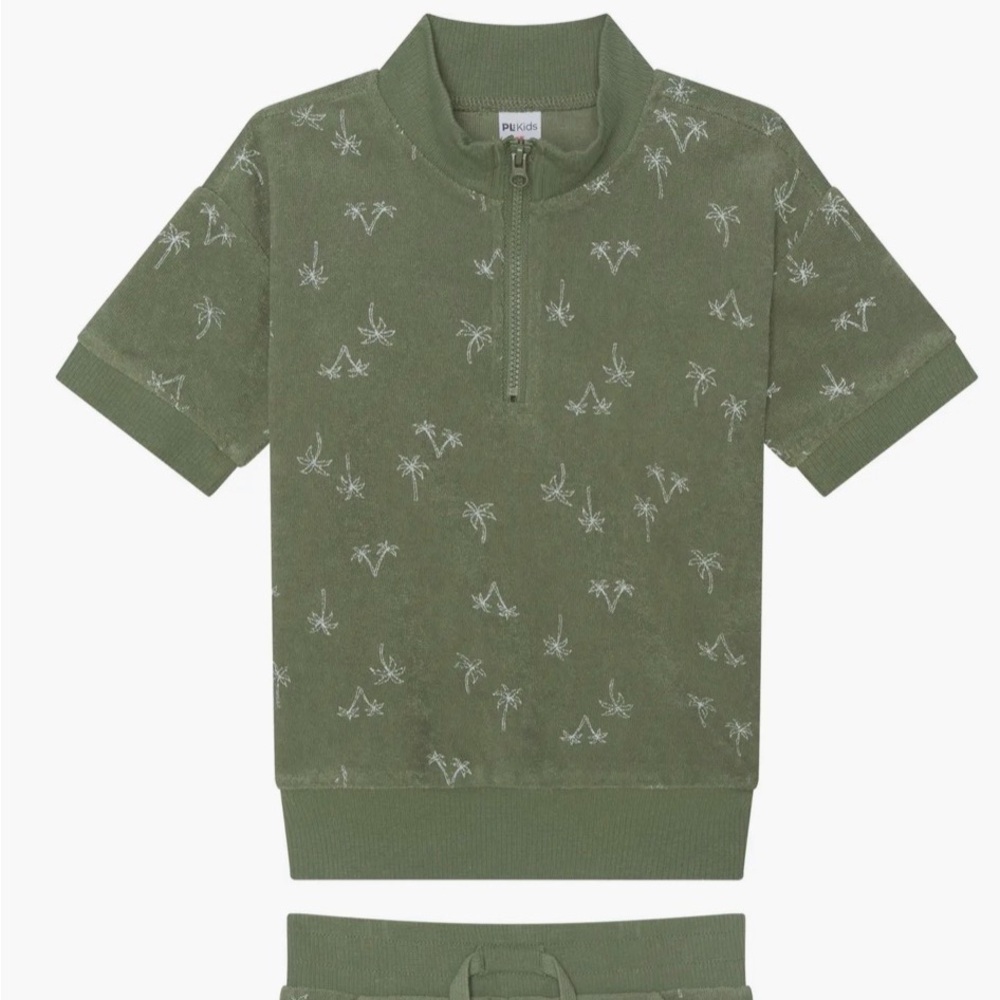 Petite Lem Kids' Towel Terry Quarter Zip Shirt, Shorts & Baseball Cap Set